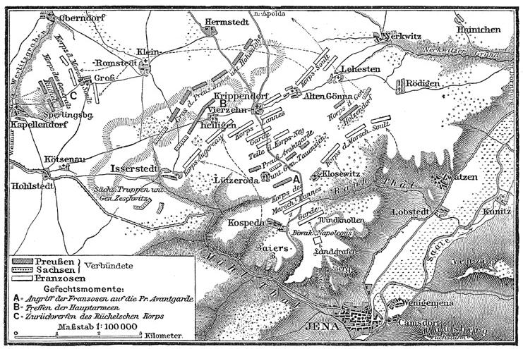 Karte zur Schlacht bei Jena (14. Oktober 1806).