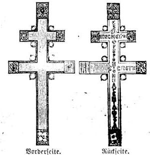 Reliquie des heiligen Kreuzes in Goldfassung