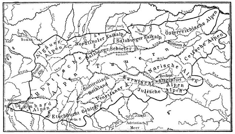 Einteilung der Ostalpen, nach A. Böhm.