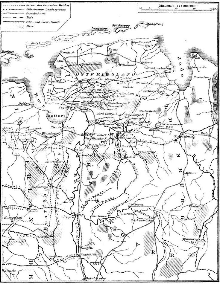 Fehnkolonien und Fehnkanäle in Ostfriesland. Fehnkolonien und Fehnkanäle in Ostfriesland.